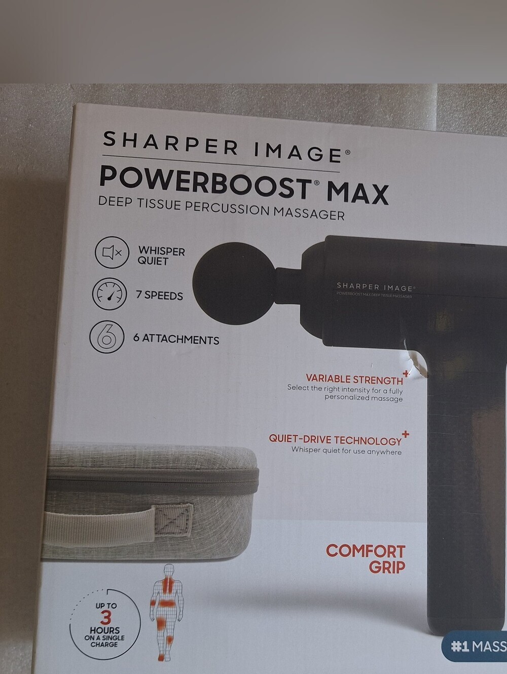 Sharper Image Powerboost Max Deep Tissue Percussion Massager Gun (New/Sealed)